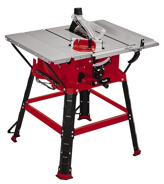 Sierra de mesa Einhell TC-TS 254 U sobre su soporte, fotografía de producto