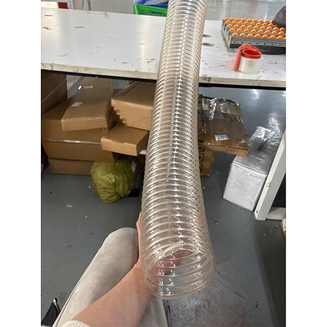 Manguera transparente de poliuretano para aspiración de virutas con espiral de acero, fotografía de producto